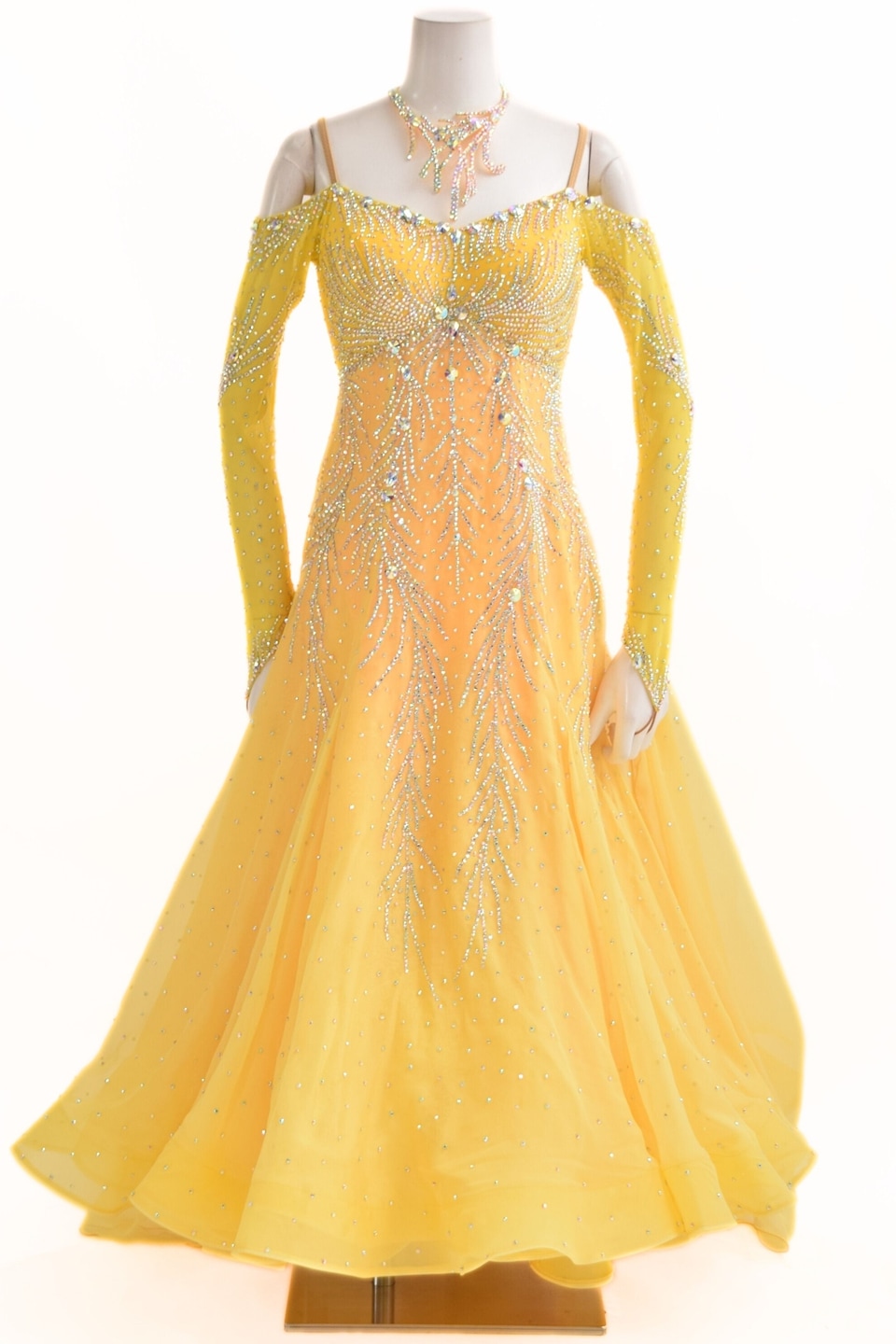 スタンダードドレス WS0683D サッシーイエロー M 社交ダンス モダン