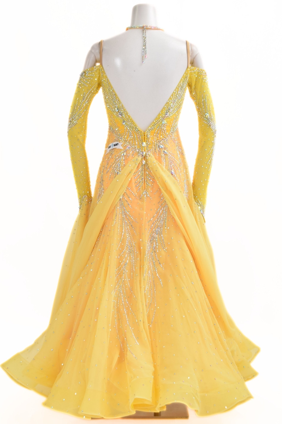 スタンダードドレス WS0683D サッシーイエロー M 社交ダンス モダン