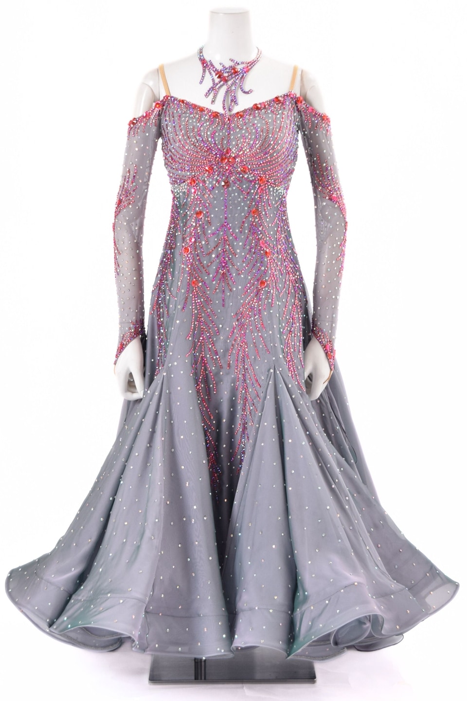 中古スタンダードドレス スタンダードドレス WS0683D ヘマタイト M 社交ダンス モダンドレス