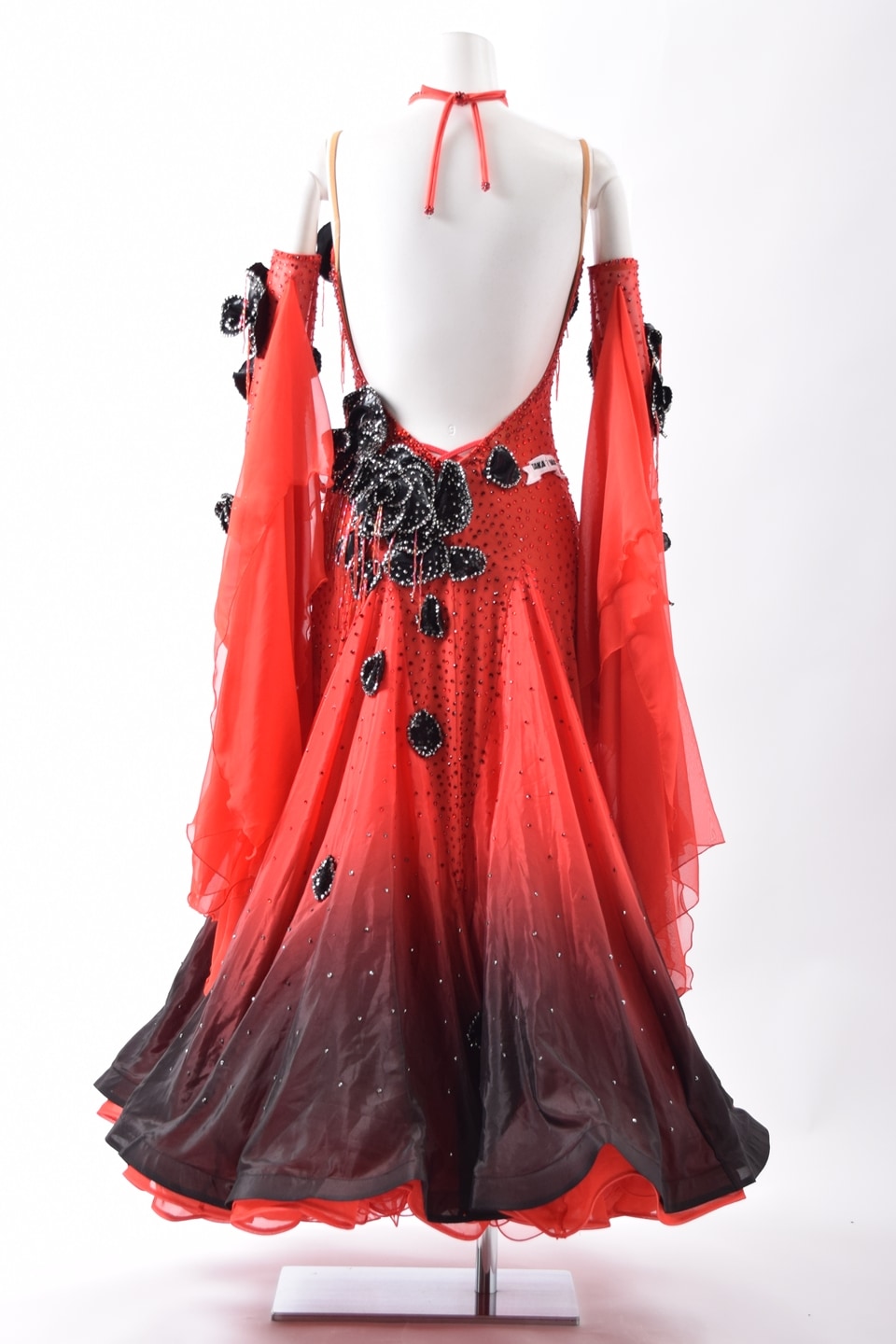 スタンダードドレス WS0693D レッド/ブラック M 社交ダンス モダン