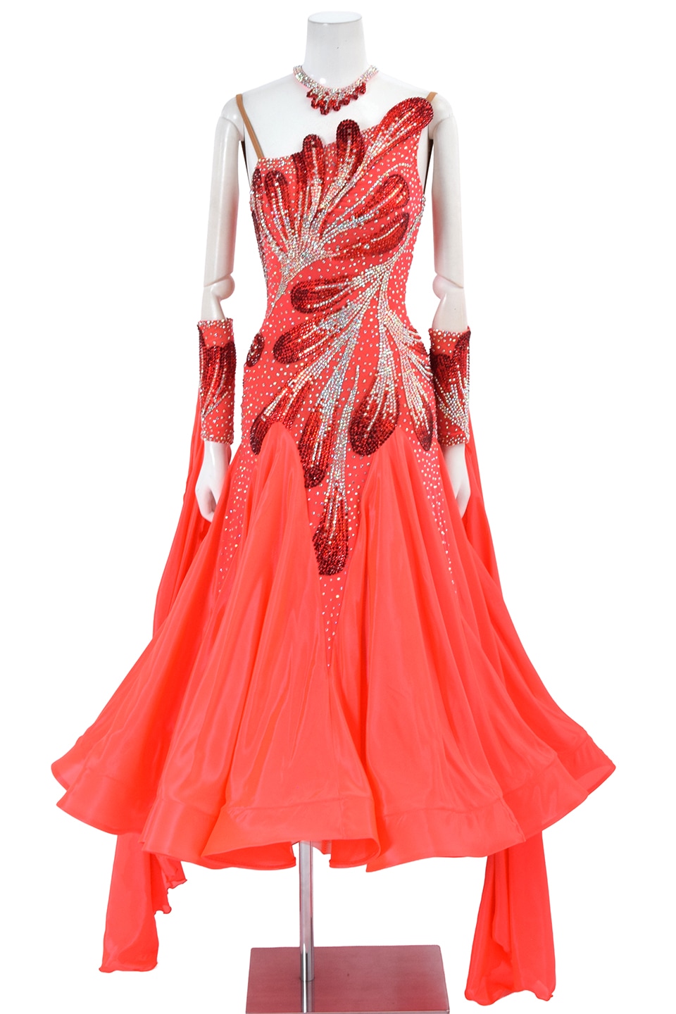 スタンダードドレス WS0694D タンゴレッド S 社交ダンス モダン