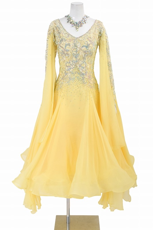 スタンダードドレス WS0698D バタークリーム L 社交ダンス モダン