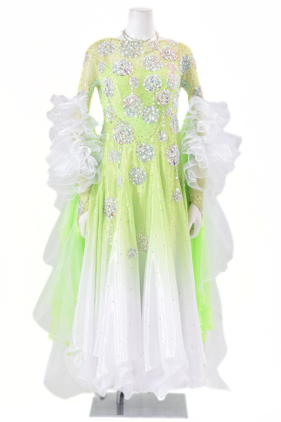 スタンダードドレス WS0728D トロピックライム/ホワイト L 社交ダンス