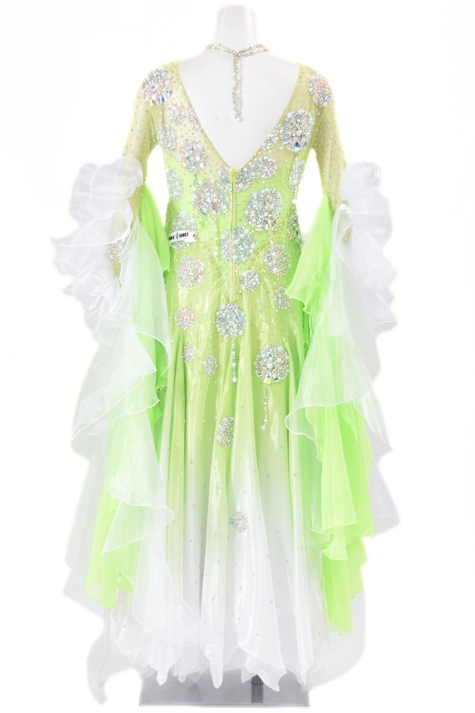 スタンダードドレス WS0728D トロピックライム/ホワイト L 社交ダンス