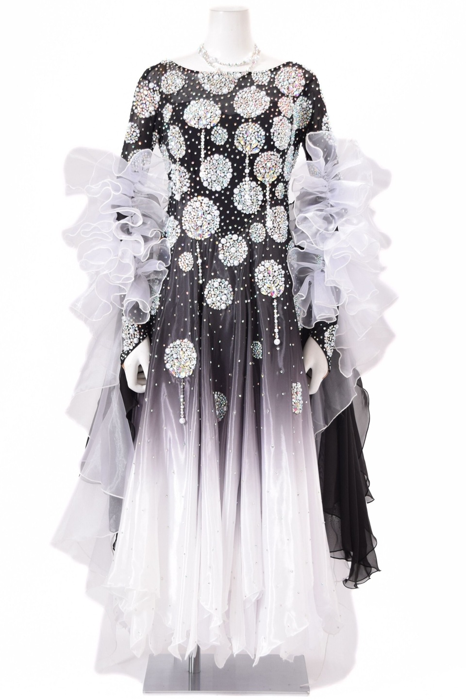 スタンダードドレス WS0743D ブラック/ホワイト L 社交ダンス モダン