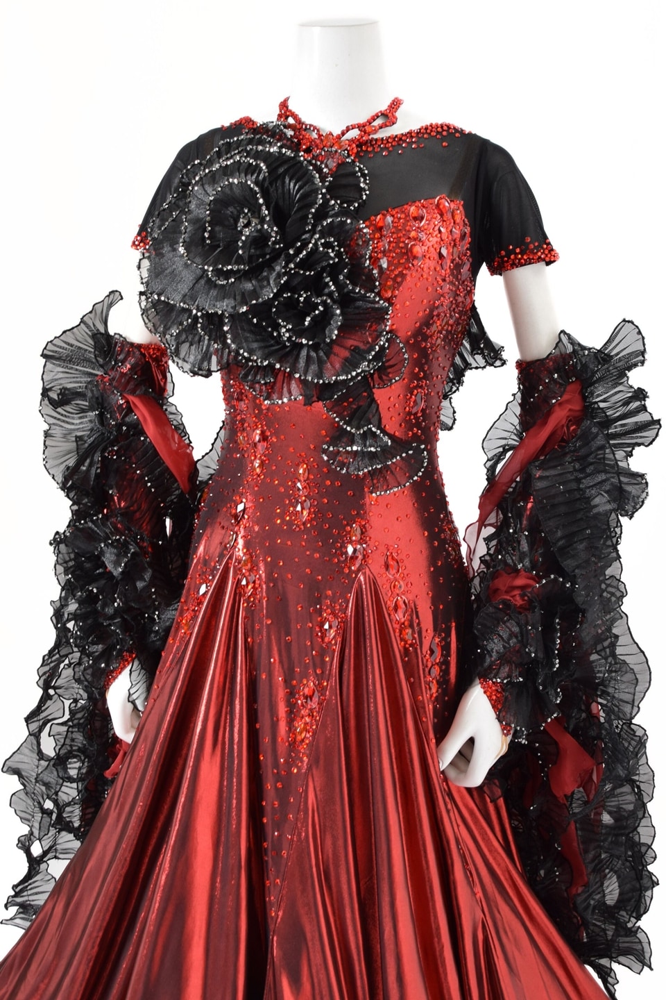 スタンダードドレス WS0729D レッド/ブラック M 社交ダンス モダン