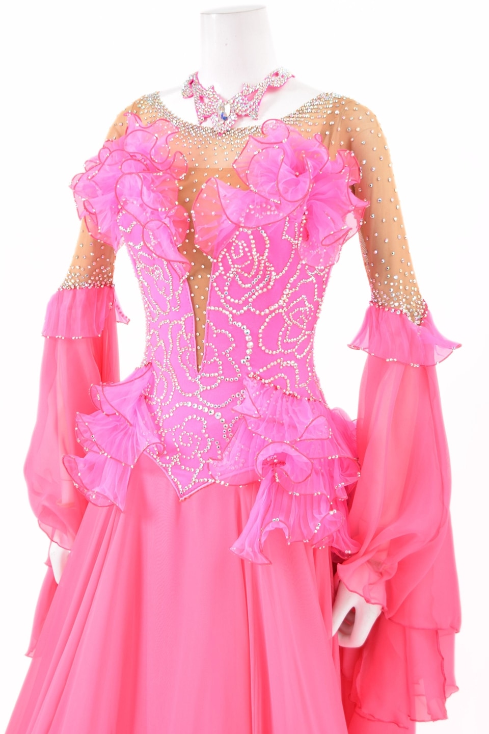 スタンダードドレス WS0730D ピンクフィズ M 社交ダンス モダンドレス