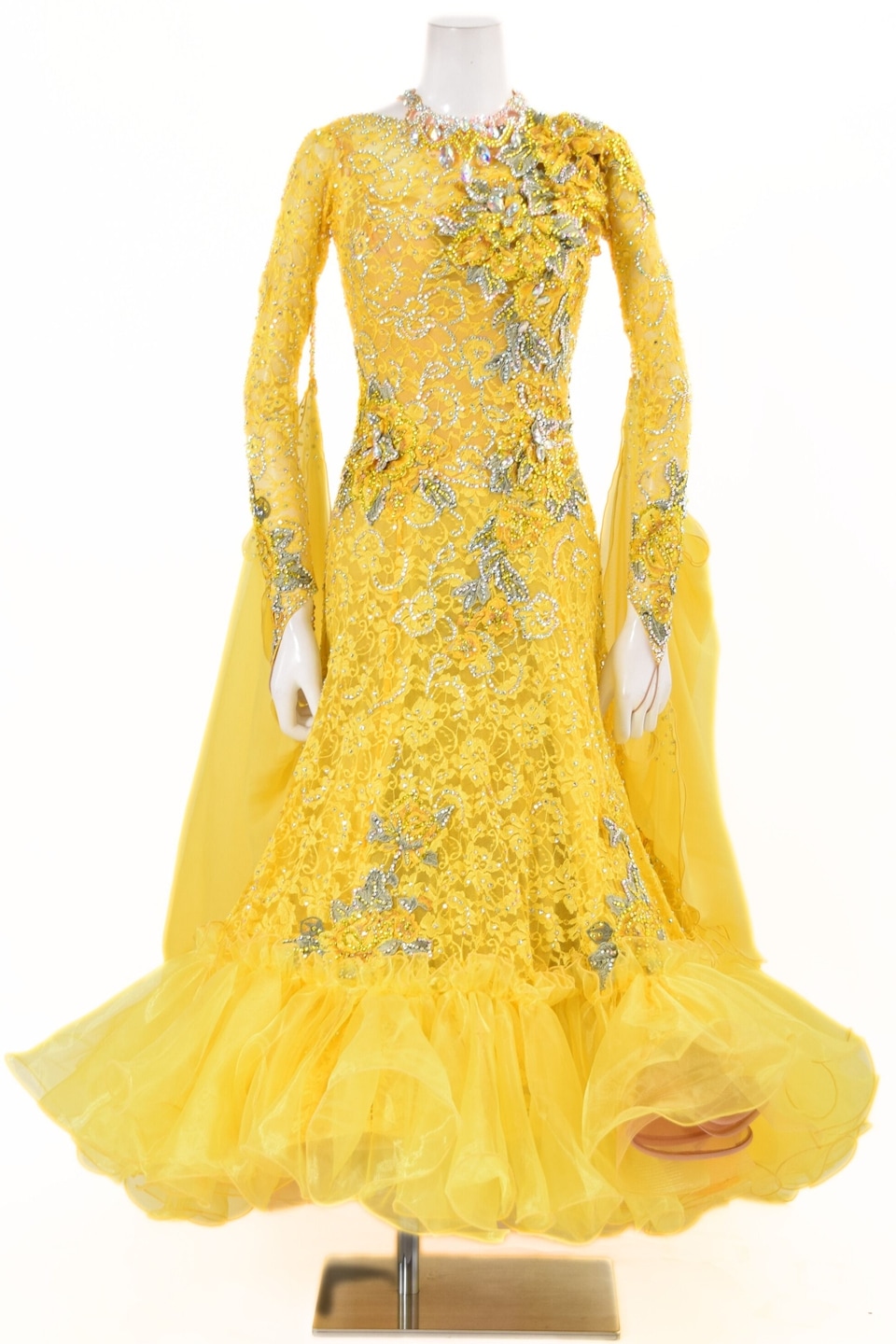 スタンダードドレス WS0731D サフラン M 社交ダンス モダンドレス