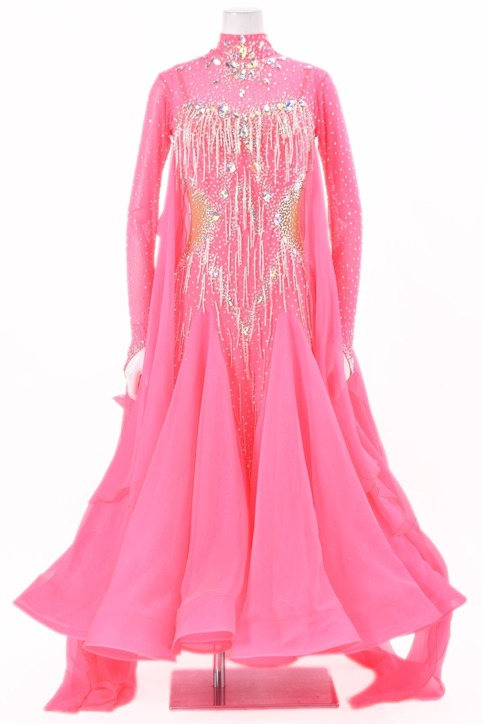 スタンダードドレス WS0732D サーモン M 社交ダンス モダンドレス