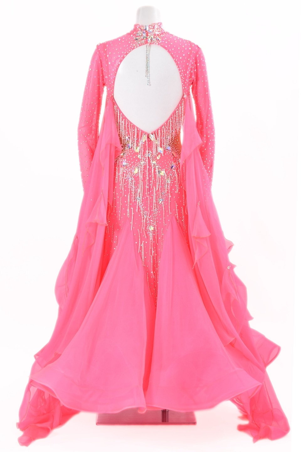 スタンダードドレス WS0732D サーモン M 社交ダンス モダンドレス