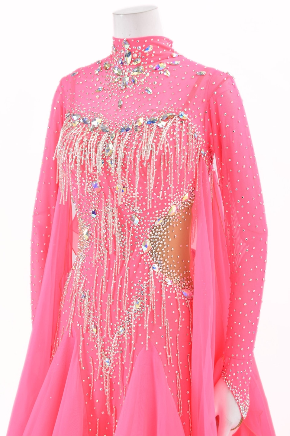 スタンダードドレス WS0732D サーモン M 社交ダンス モダンドレス