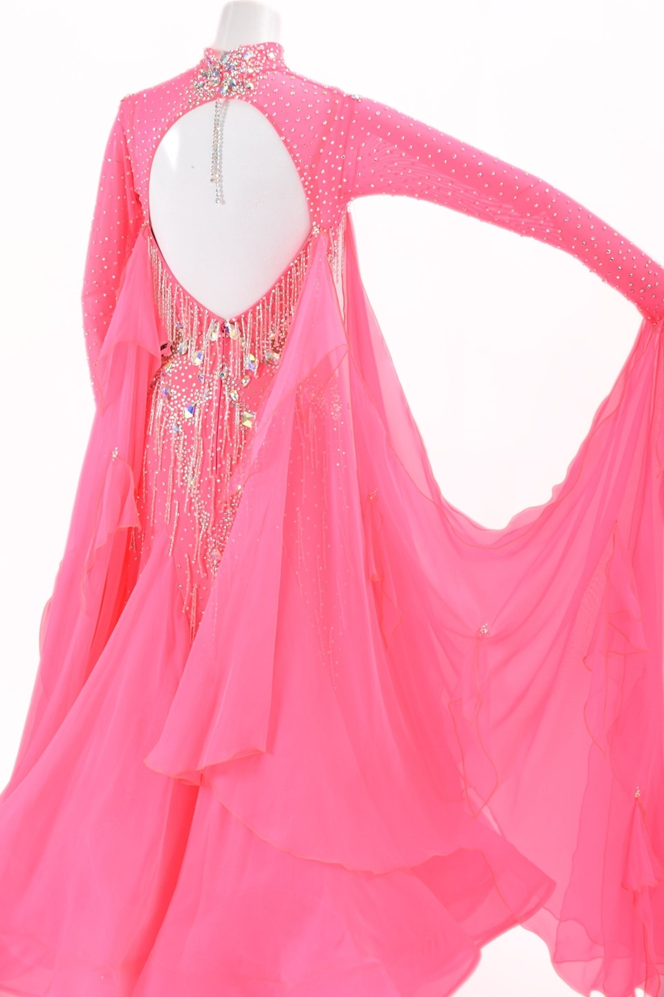 スタンダードドレス WS0732D サーモン M 社交ダンス モダンドレス