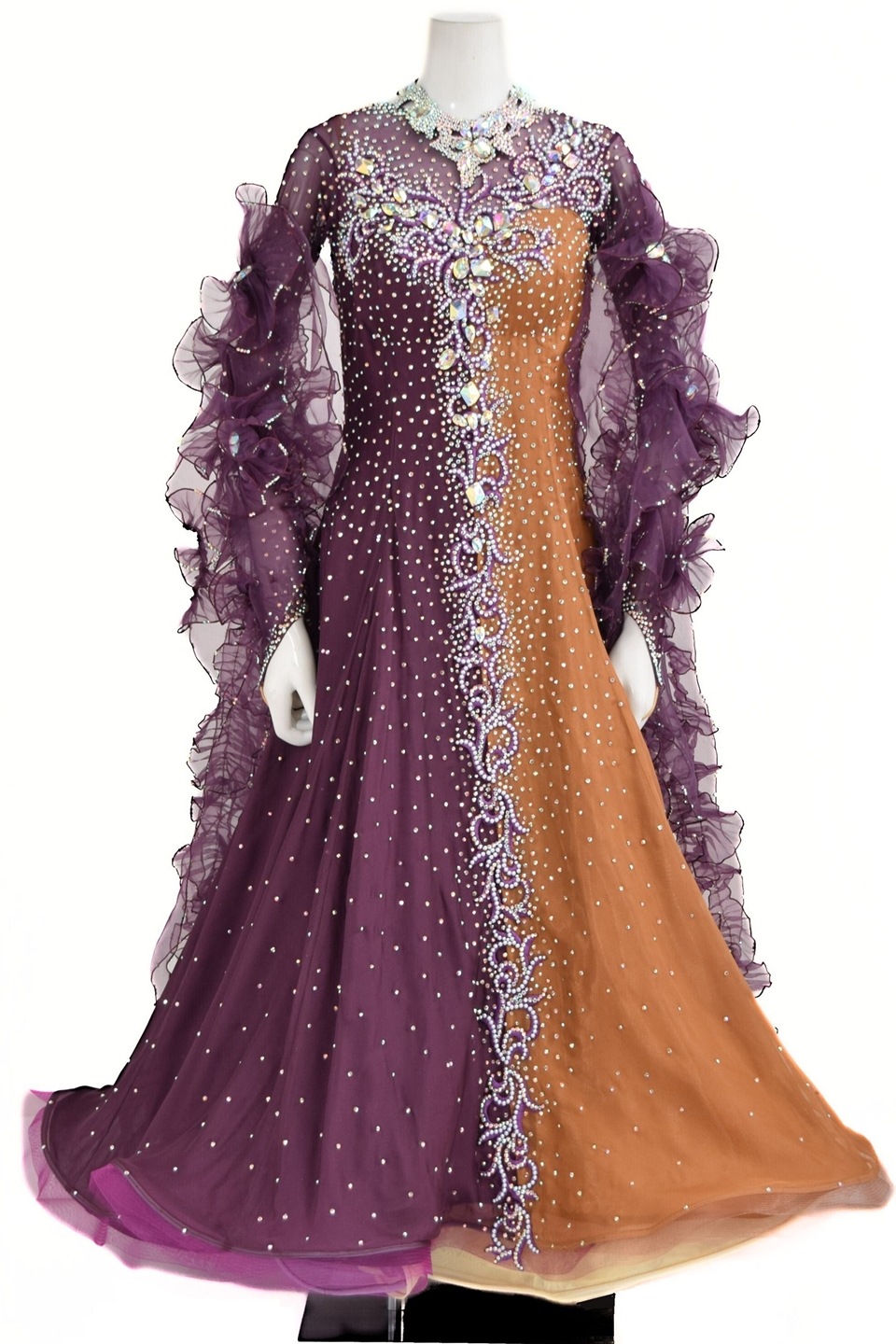 スタンダードドレス WS0734D プラム/カプチーノ M 社交ダンス モダン