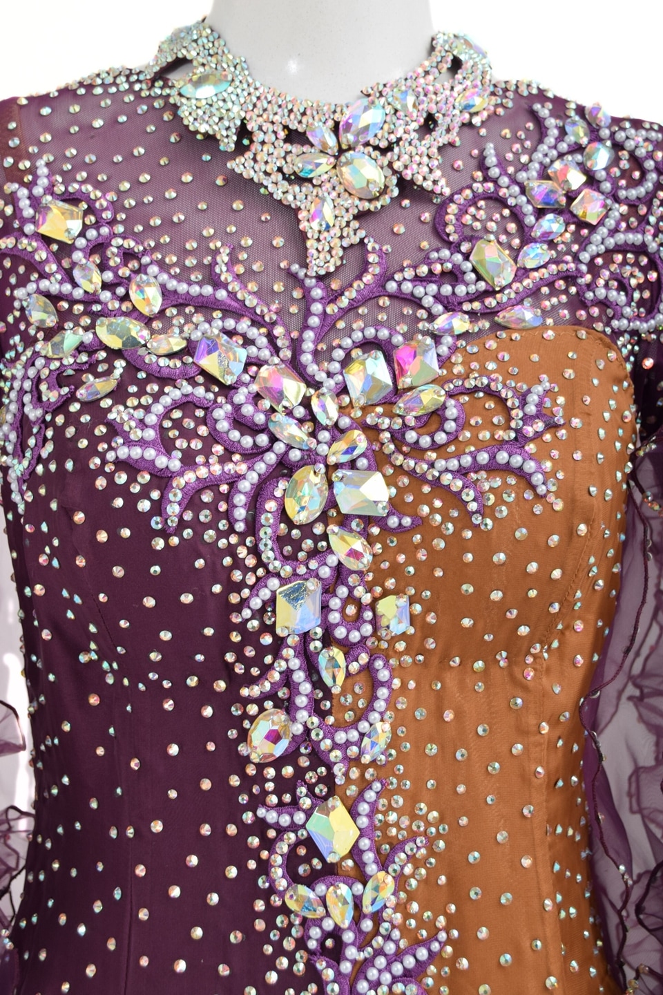 スタンダードドレス WS0734D プラム/カプチーノ M 社交ダンス モダン