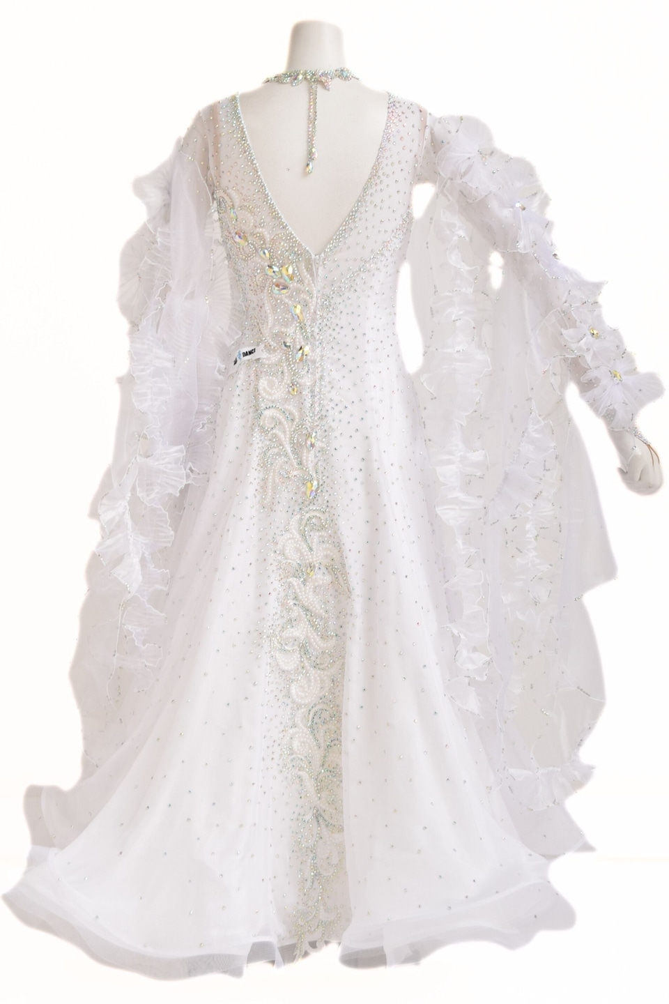 スタンダードドレス WS0734D ホワイト M 社交ダンス モダンドレス