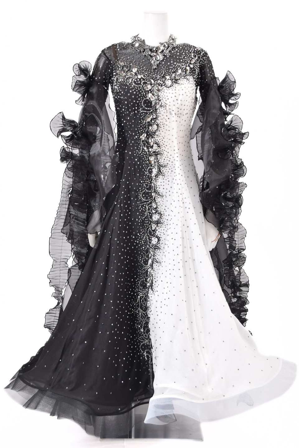 スタンダードドレス WS0734D ブラック/ホワイト M 社交ダンス モダン