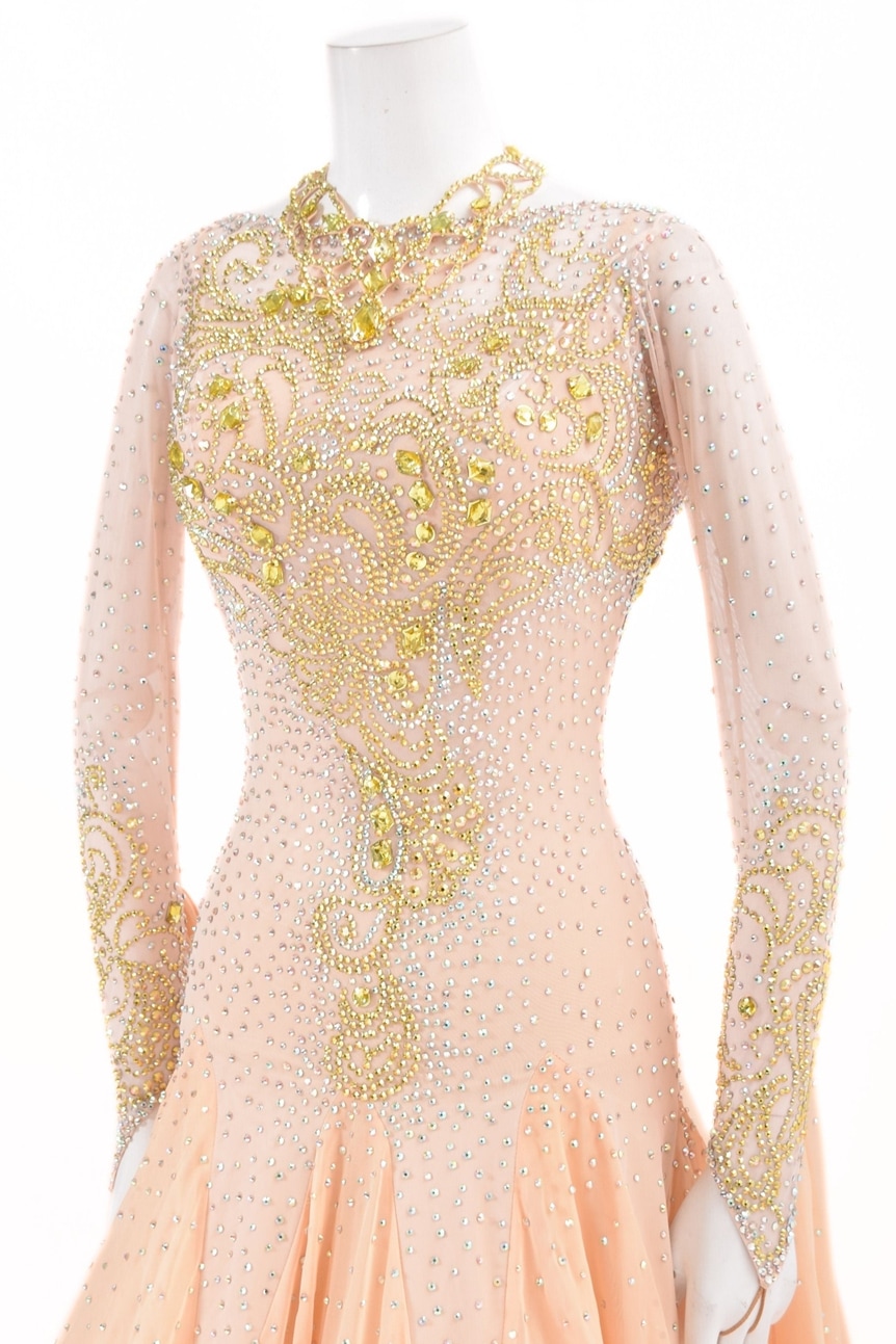 スタンダードドレス WS0737D シャンペン M 社交ダンス モダンドレス