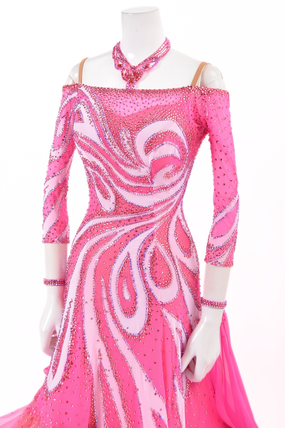 社交ダンスドレス　タカダンス スタンダードドレス WS0738D エレクトリックピンク/ピンクフィズ S