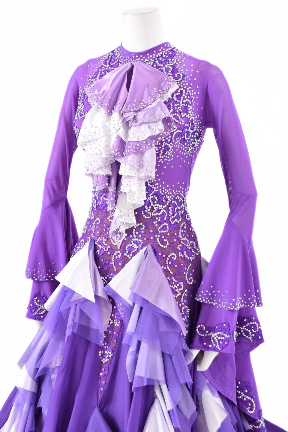 スタンダードドレス WS0740D パープル/ホワイト S 社交ダンス モダン
