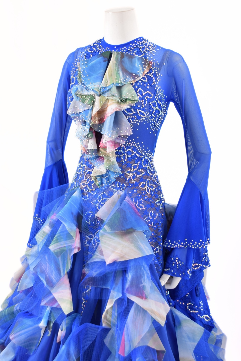 スタンダードドレス WS0740D マルチブルー S 社交ダンス モダンドレス