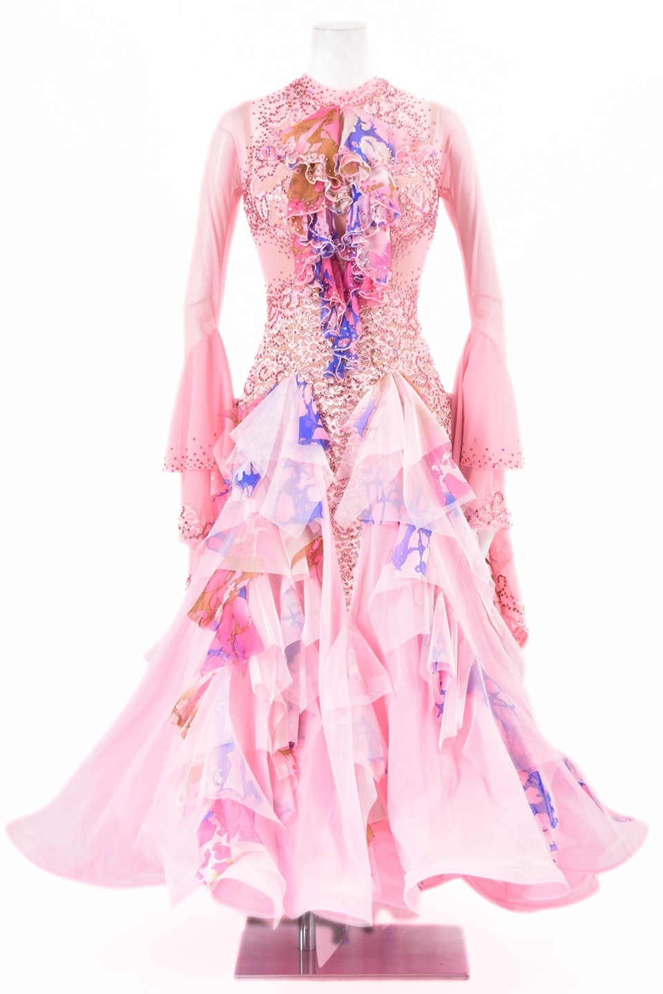 スタンダードドレス WS0740D マルチピンク S 社交ダンス モダンドレス