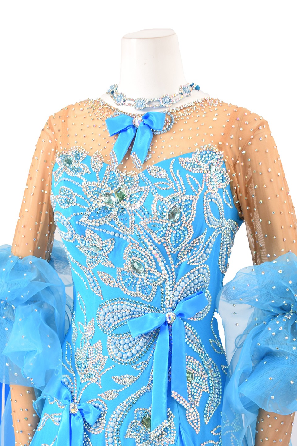 スタンダードドレス WS0744D ターコイズ L 社交ダンス モダンドレス