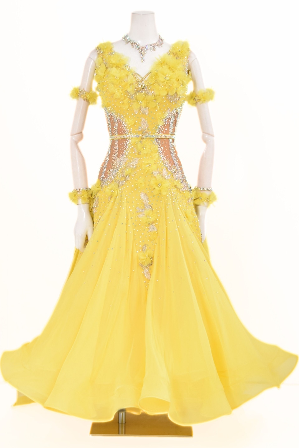 スタンダードドレス WS0746D サッシーイエロー M 社交ダンス モダン