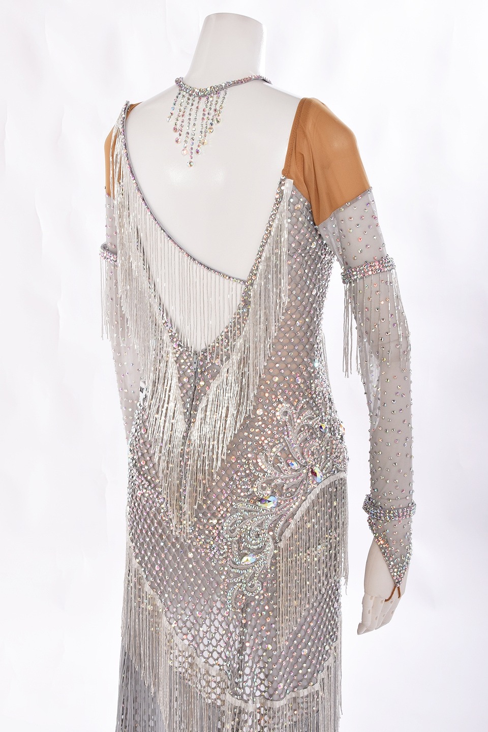 タカダンス ラテンドレス S 白 シルバー ビジュー フリンジ 社交ダンス 学連 ラテンドレス WL0215D シルバー L 社交ダンス タカダンス | LADIES