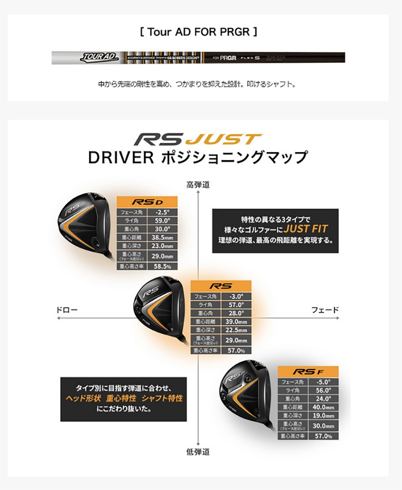 数量限定】2022 プロギア RS JUST F ドライバー Tour AD FOR PRGR