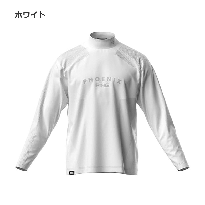 【新品】PING 長袖シャツ LL ホワイト 即納】PING ピンゴルフ メンズ 長袖 モックネックシャツ メッシュジャ