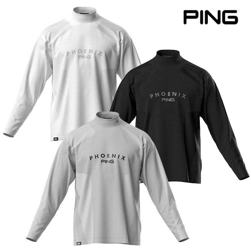 即納】PING ピンゴルフ メンズ 長袖 モックネックシャツ メッシュジャ