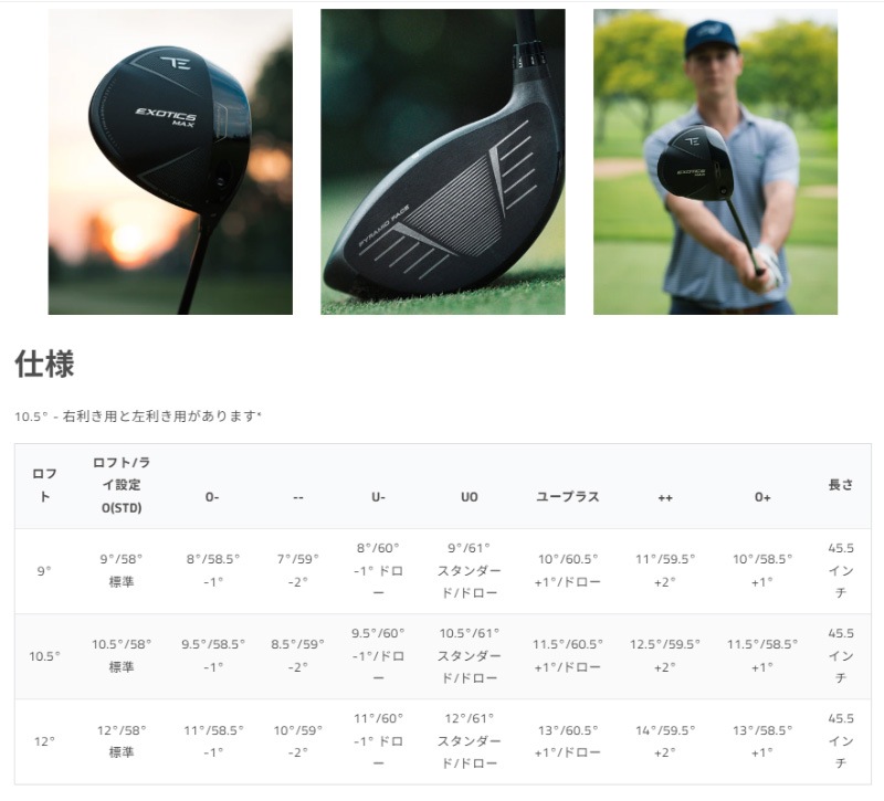 ツアーエッジ Tour Edge Exotics 2026 MAX ドライバー FUJI VENTUS