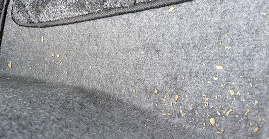 掃除機をかける：ゴミやホコリで汚れたフロアーマット