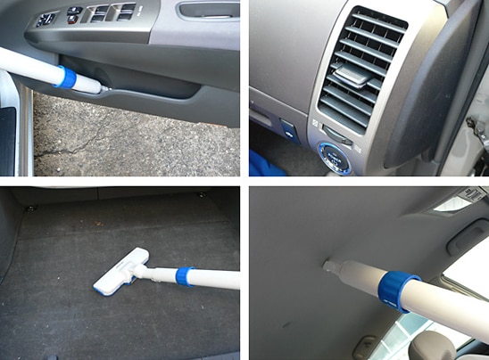 掃除機をかける：サイドポケット、エアコンの吹き出し口、床、天井など