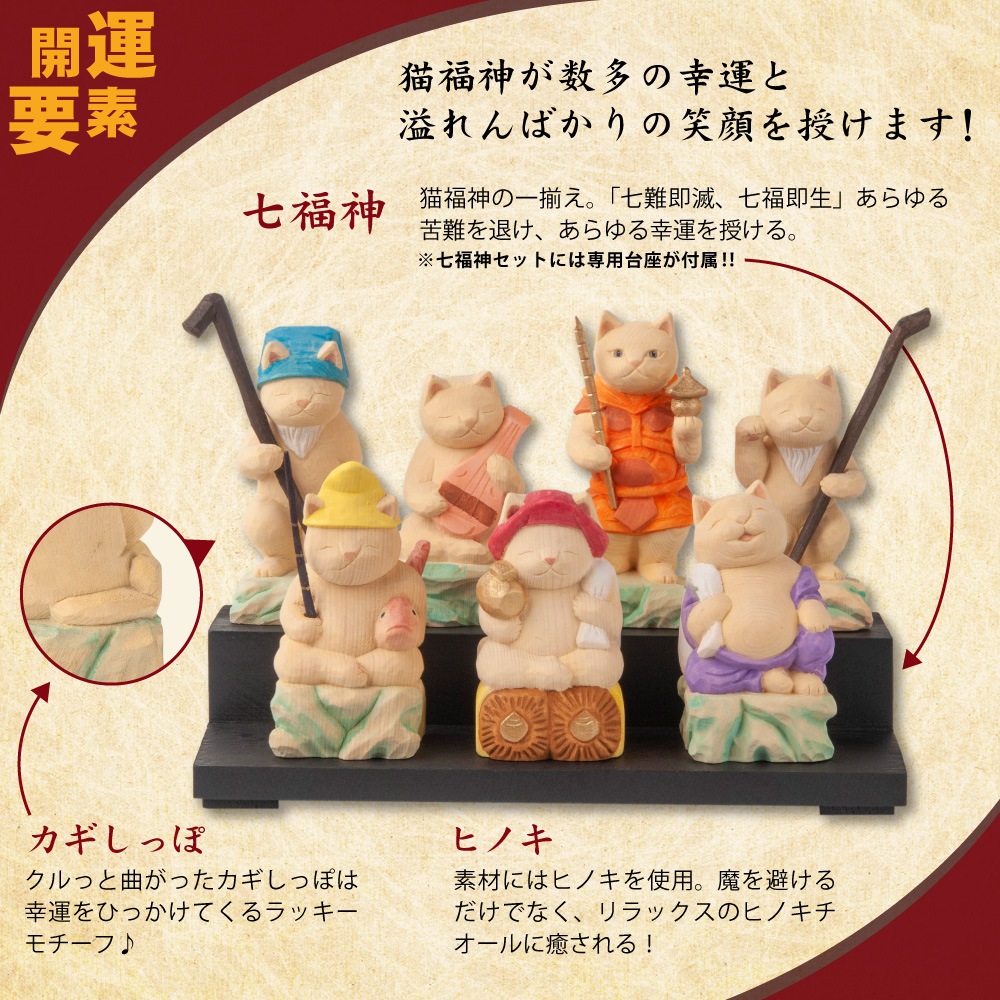 開運ねこグッズ】 猫buddha 猫福神 七福神セット ≫商売繁盛や開店祝いや新築祝いなどのギフトにも最適な縁起物の置物