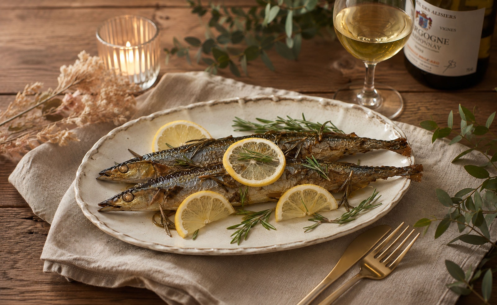 秋刀魚ゲランド塩ローズマリー 盛り付けイメージ