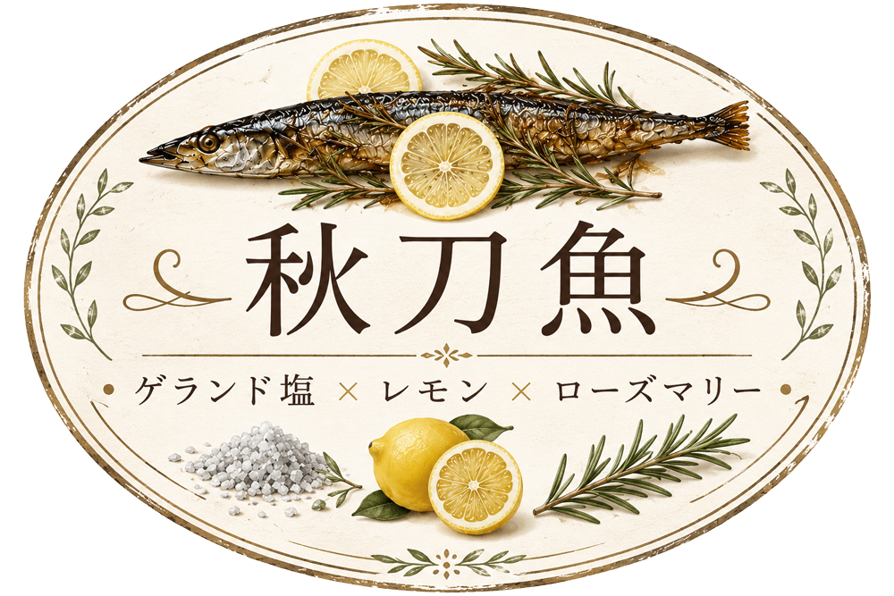秋刀魚 ゲランド塩 × レモン × ローズマリー