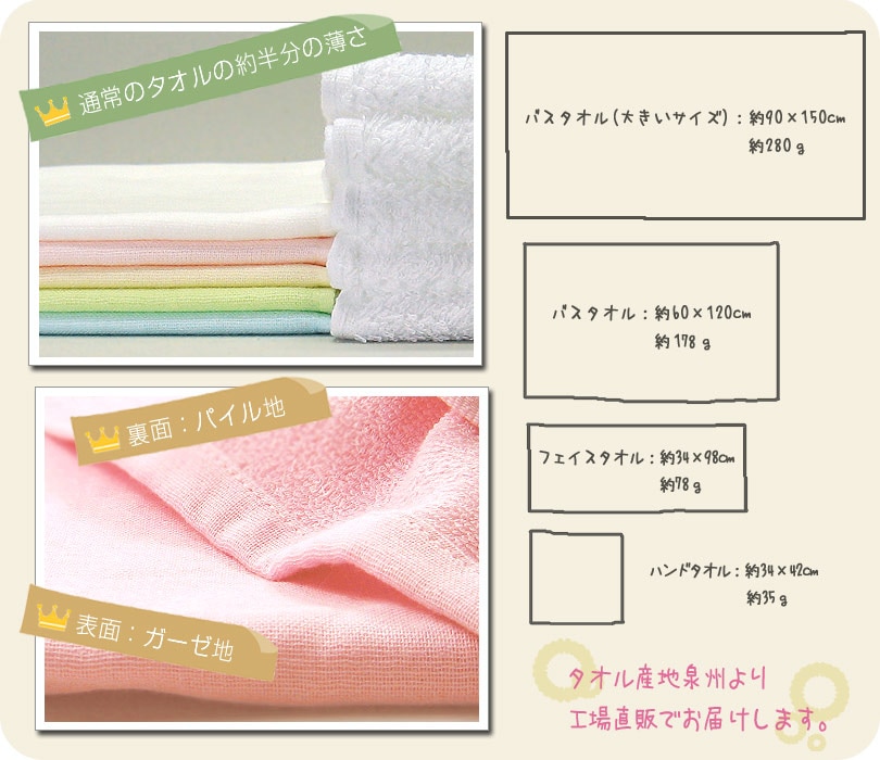 贈る結婚祝い やわはだ タオル ガーゼタオル フェイスタオル 日本製 綿100% 約34cm×約85cm B.2枚セット