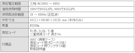 検相器 性能表