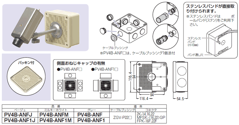 PV4B-ANF1J 未来工業 露出用四角ボックス(取付自在蓋、ベージュ