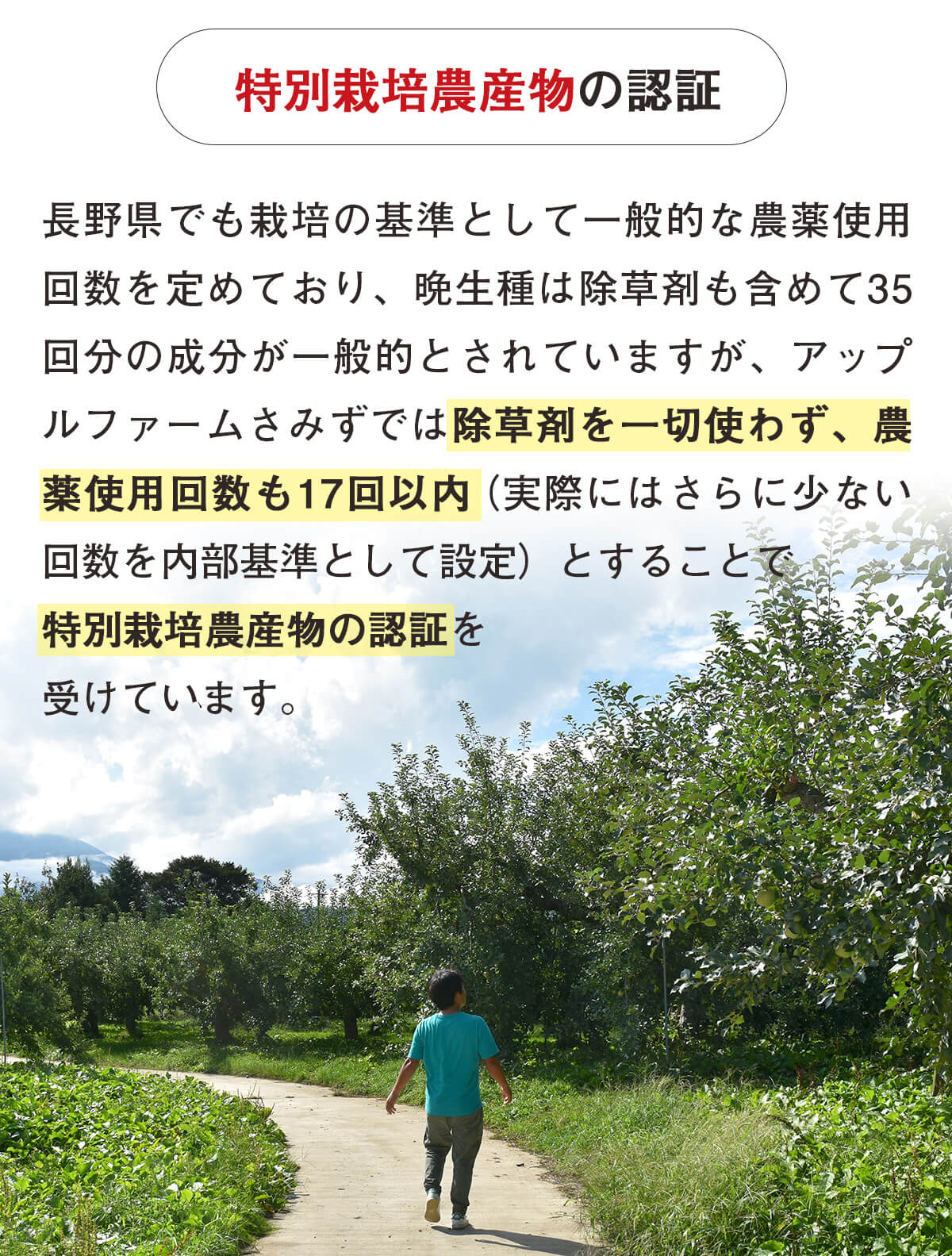 長野県の特別栽培農産物の認証を取得