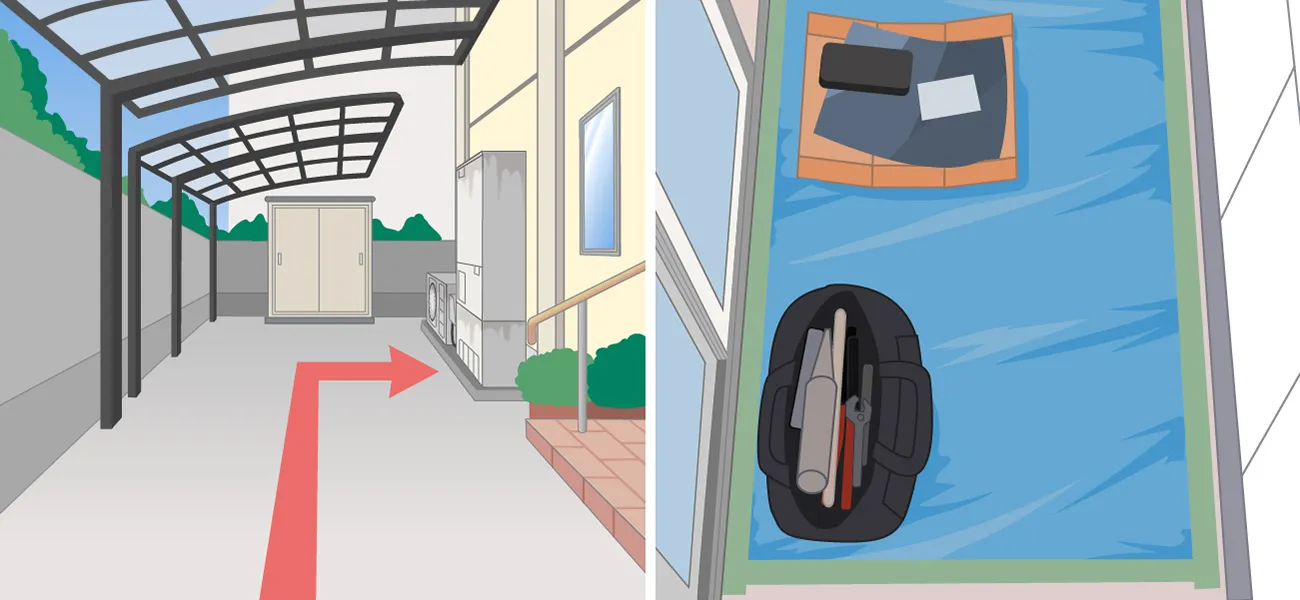 搬入と搬出の経路確認・養生