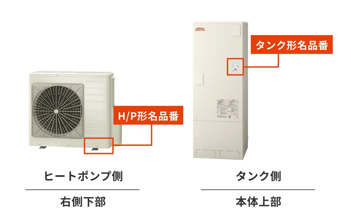 日立の型式・型番の調べ方