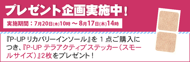 P-UP リカバリーインソール（2枚入、両足用）【特典付き】｜トータル