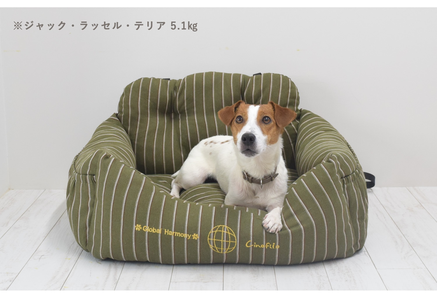 愛 犬用ベッド COOLストライプドライビングベッド Mサイズ カーキ