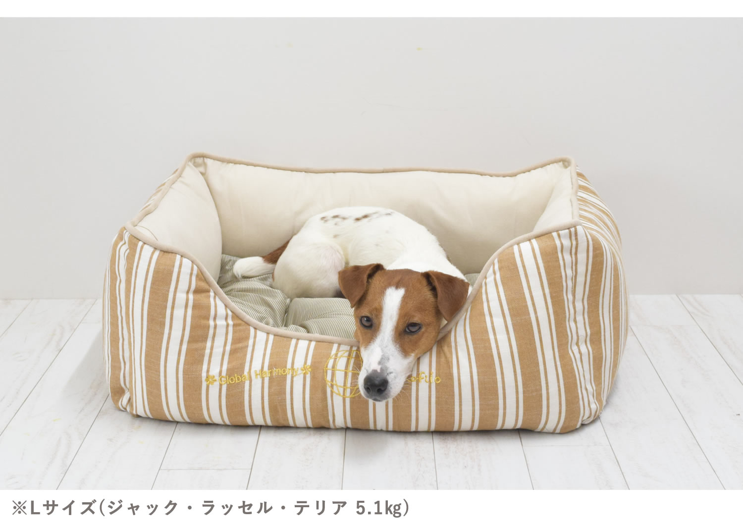 愛 犬用ベッド COOLストライプスクエアベッド M/Lサイズ ブラウン