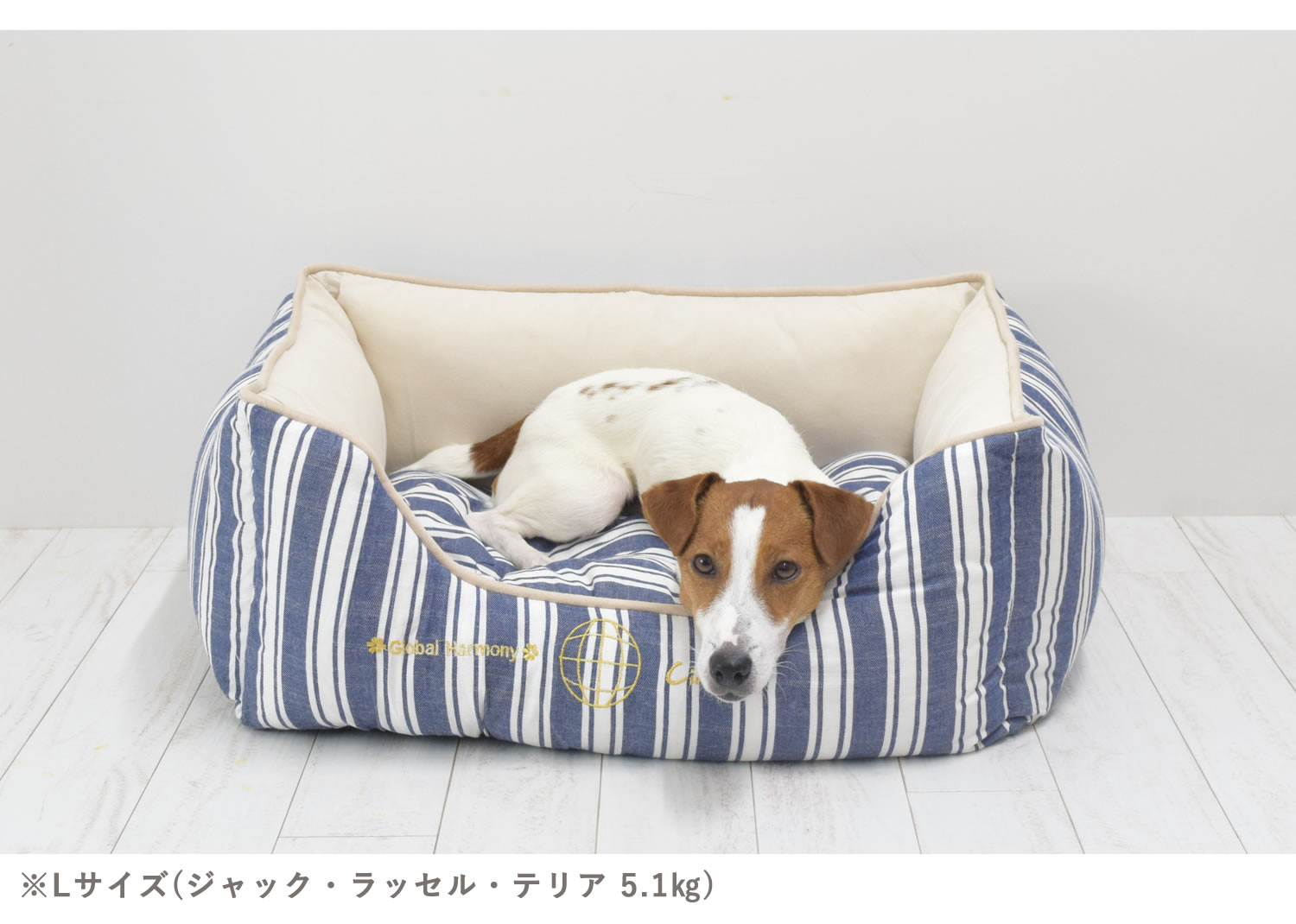 愛 犬用ベッド COOLストライプスクエアベッド M/Lサイズ ブラウン