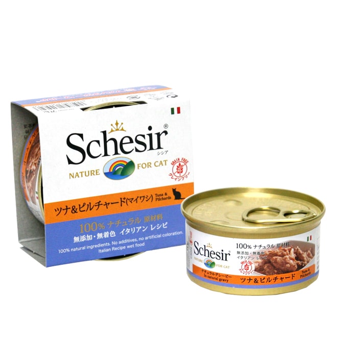 猫缶｜Schesir（シシア）/キャット ツナ＆ピルチャード（マイワシ）缶