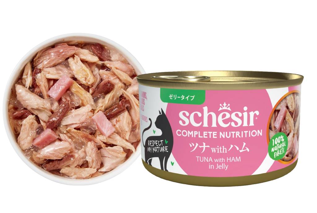 Schesir（シシア）/キャット ゼリータイプ ツナwithハム缶