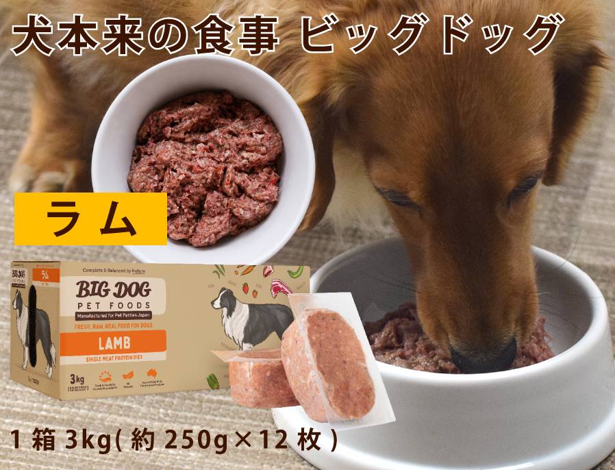 犬用生食 BIGDOG ラム 3kg｜ドックフードの通販・帝塚山ハウンドカム